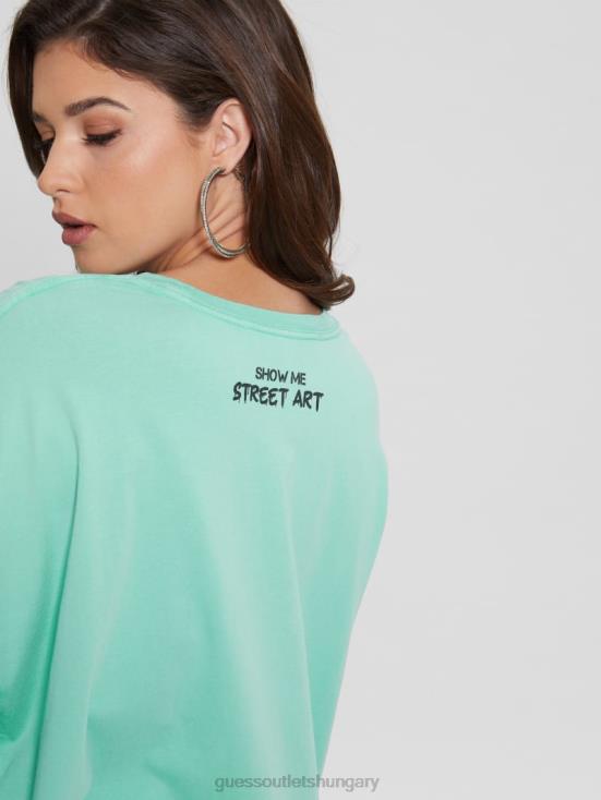 GUESS Carribean Water Multi 8ZX4F1108 Bunny Oversized Graphic Tee