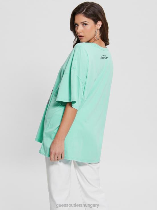 GUESS Carribean Water Multi 8ZX4F1108 Bunny Oversized Graphic Tee