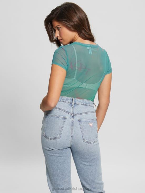 GUESS Carribean Water Multi 8ZX4F1118 Eco Queen Graphic Mesh Tee