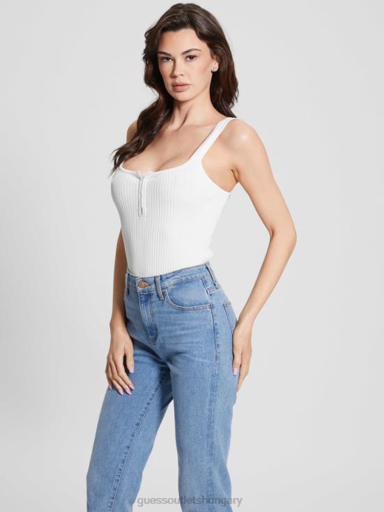 GUESS Cream White 8ZX4F1051 Kaylee Hook & Eye Bodysuit