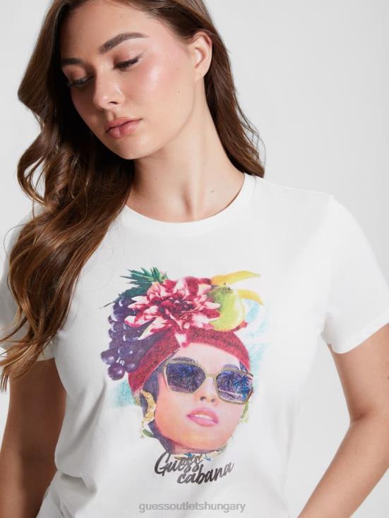 GUESS Cream White 8ZX4F1187 Eco Cabana Easy Tee