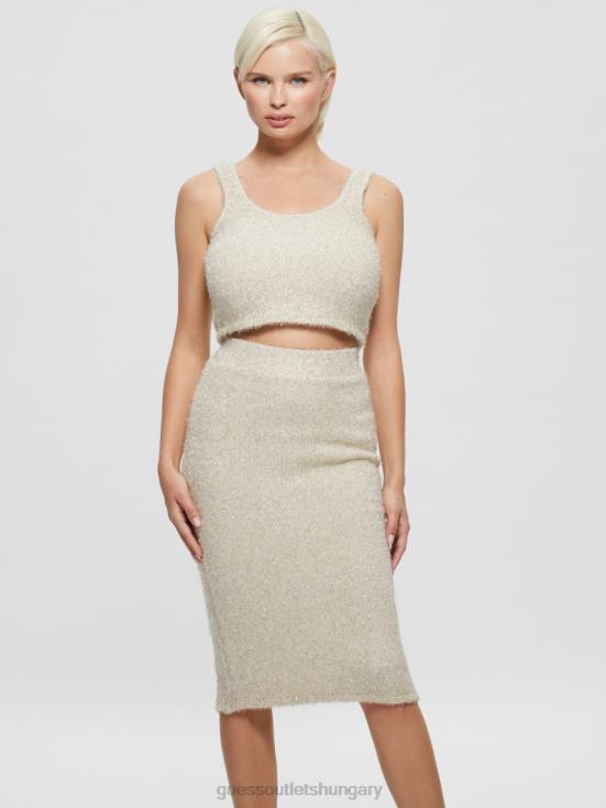 GUESS Cream White Multi 8ZX4F1509 Tinsley Fuzzy Sweater Tank