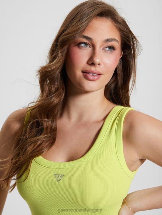GUESS Dusty Kiwi 8ZX4F1023 Eco Triangle Bling Ribbed Tank