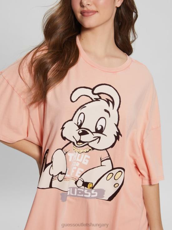 GUESS Hello Peach Multi 8ZX4F1215 Bunny Oversized Graphic Tee