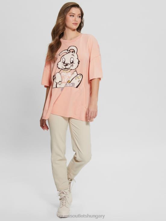 GUESS Hello Peach Multi 8ZX4F1215 Bunny Oversized Graphic Tee