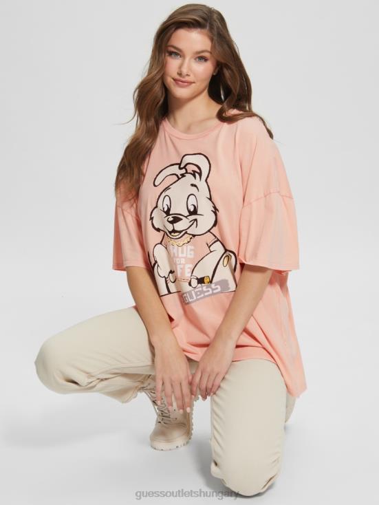 GUESS Hello Peach Multi 8ZX4F1215 Bunny Oversized Graphic Tee