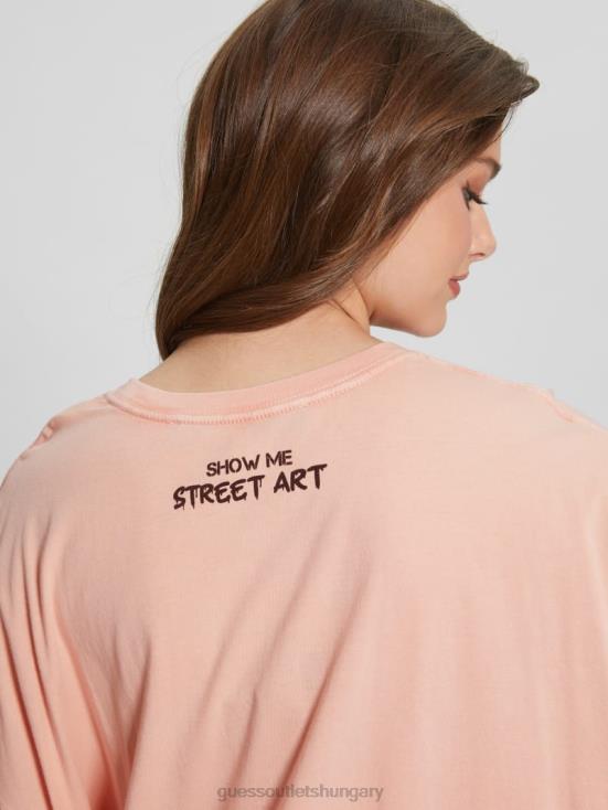 GUESS Hello Peach Multi 8ZX4F1215 Bunny Oversized Graphic Tee