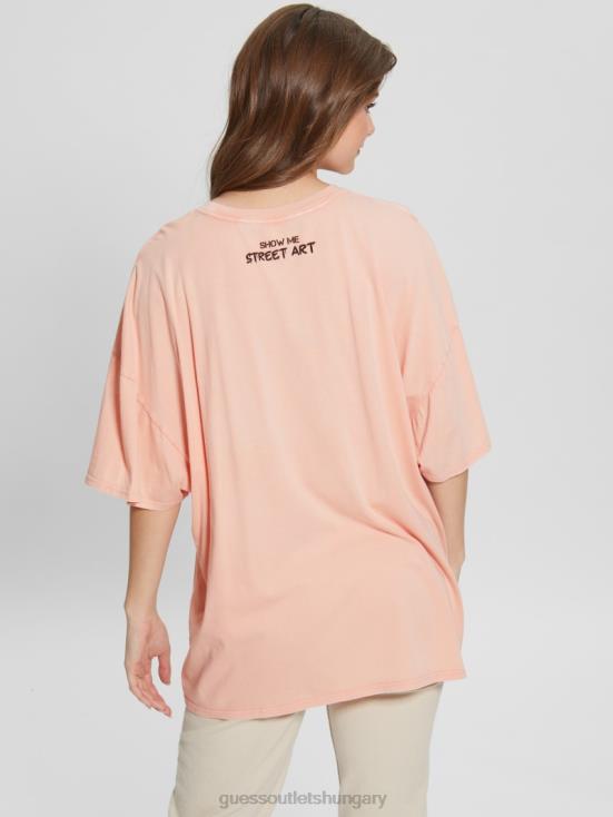 GUESS Hello Peach Multi 8ZX4F1215 Bunny Oversized Graphic Tee