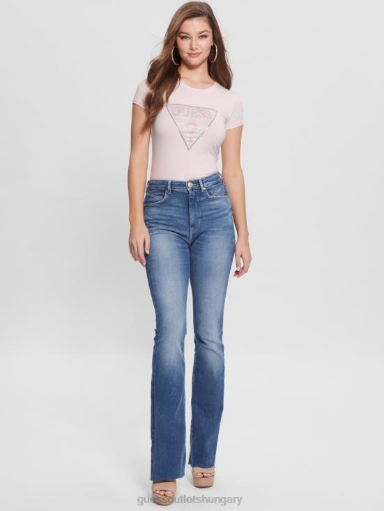 GUESS Low Key Pink 8ZX4F1408 Eco Crystal Triangle Logo Tee