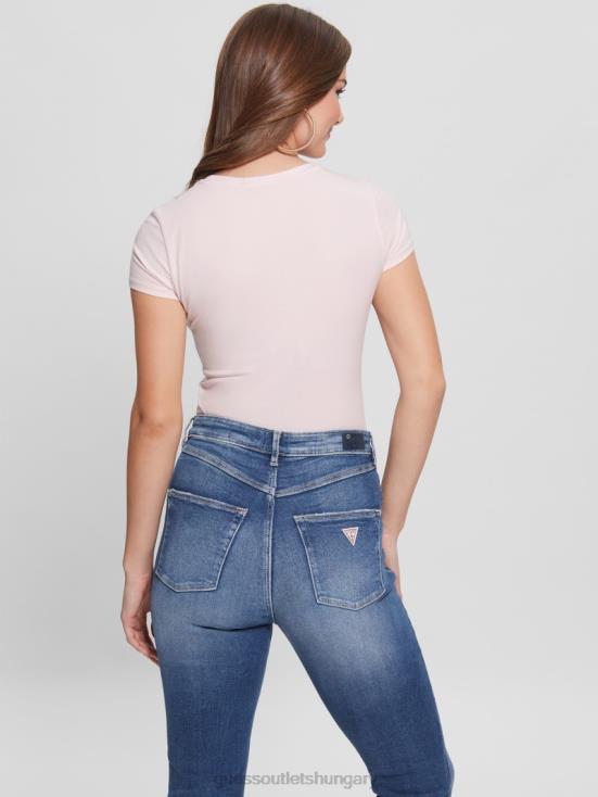 GUESS Low Key Pink 8ZX4F1408 Eco Crystal Triangle Logo Tee