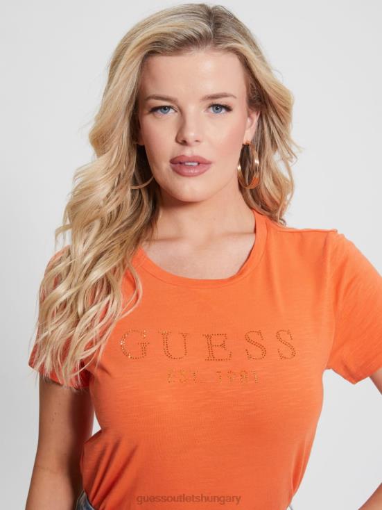 GUESS Orange Slushie 8ZX4F1237 Eco 1981 Crystal Logo Tee