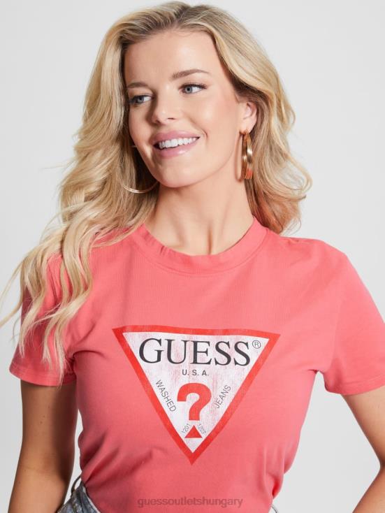 GUESS Plastic Pink 8ZX4F1142 Eco Triangle Logo Tee