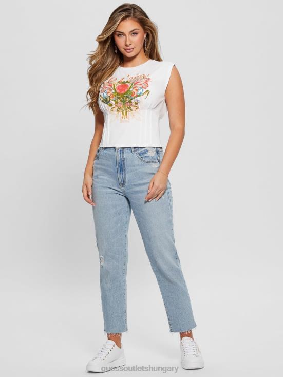 GUESS Pure White 8ZX4F1047 Eco Je T\'aime Corset Tee