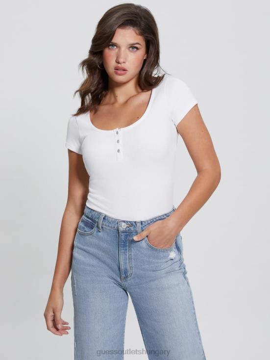 GUESS Pure White 8ZX4F1116 Eco Karlee Henley Tee