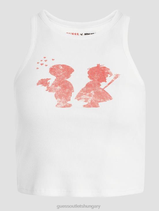 GUESS Pure White 8ZX4F1232 Boy and Girl Graphic Tank Top