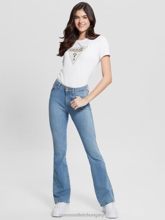 GUESS Pure White 8ZX4F1499 Eco Multi-Tone Sequin Logo Tee