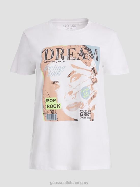 GUESS Pure White 8ZX4F1671 Eco Pop Dream Easy Graphic Tee