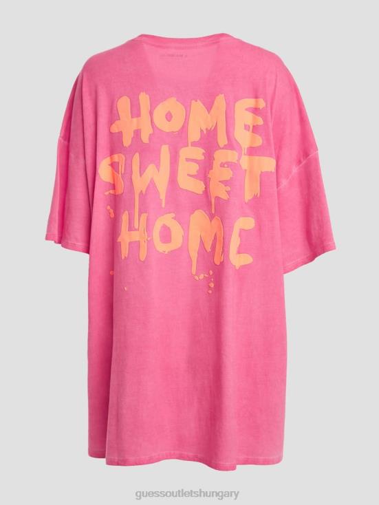 GUESS Striking Fuchsia Pink Mul 8ZX4F1037 Home Sweet Home Lounge Tee