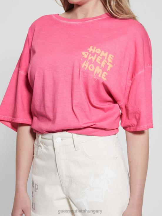 GUESS Striking Fuchsia Pink Mul 8ZX4F1037 Home Sweet Home Lounge Tee