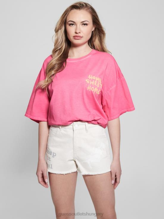 GUESS Striking Fuchsia Pink Mul 8ZX4F1037 Home Sweet Home Lounge Tee