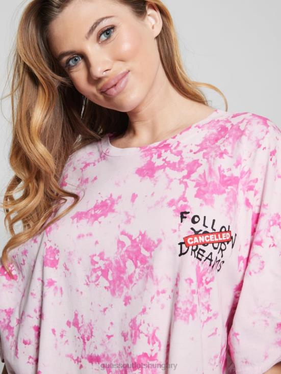 GUESS Striking Fuchsia Pink Mul 8ZX4F1257 Oversized Throwing Flowers Lounge Tee