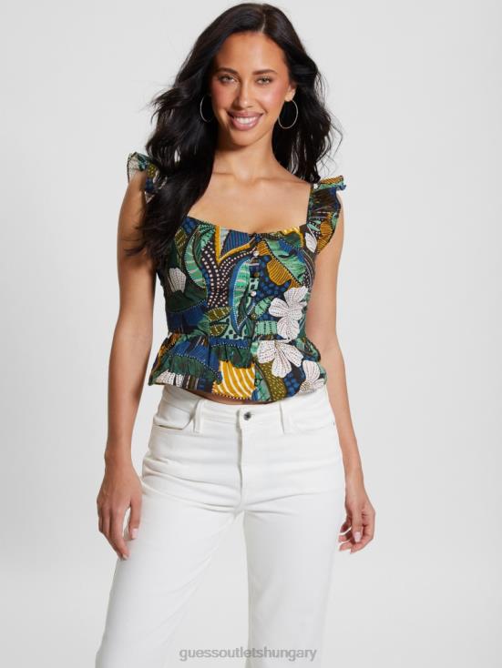 GUESS Tropical Traveler 8ZX4F973 Eco Carine Peplum Top