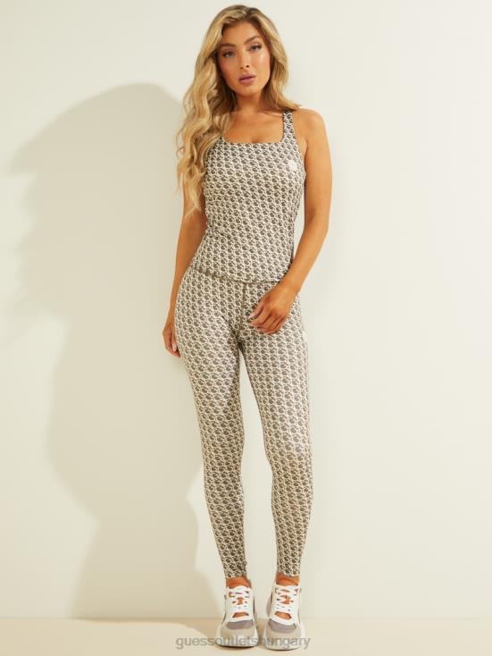 GUESS Allover Gj Emerald Combo 8ZX4F2531 Caitlin Logo Active Top