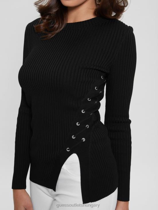 GUESS Black 8ZX4F1519 Irmine Round Neck Sweater Top