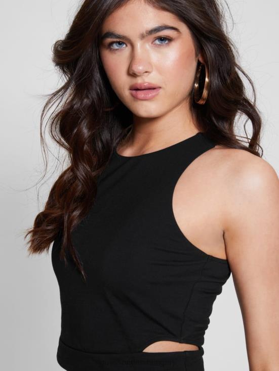 GUESS Black 8ZX4F933 Eco Shayna Cutout Crop Top