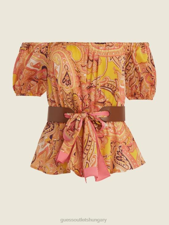 GUESS Cabo Paisley 8ZX4F1443 Penny Printed Off-the-Shoulder Top