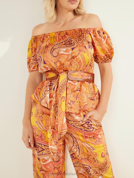 GUESS Cabo Paisley 8ZX4F1443 Penny Printed Off-the-Shoulder Top