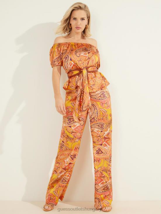 GUESS Cabo Paisley 8ZX4F1443 Penny Printed Off-the-Shoulder Top