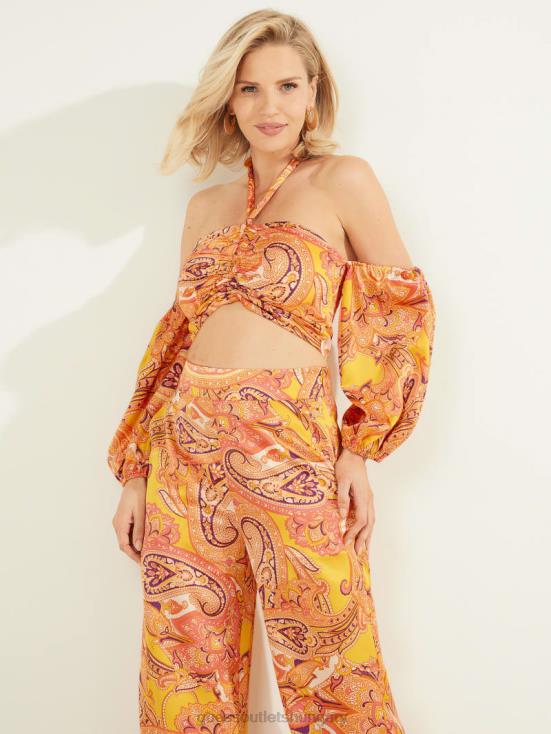 GUESS Cabo Paisley 8ZX4F1612 Cabo Paisley Cold-Shoulder Top