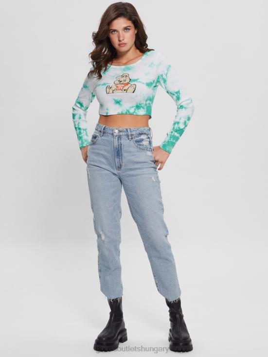 GUESS Carribean Water Multi 8ZX4F1043 Bunny Graphic Tie-Dye Top