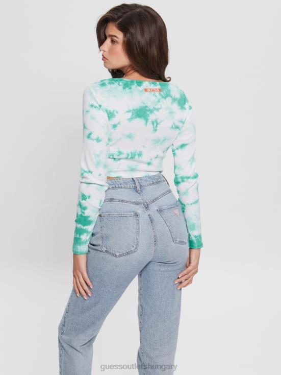 GUESS Carribean Water Multi 8ZX4F1043 Bunny Graphic Tie-Dye Top