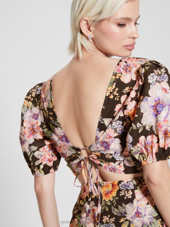 GUESS Ciaobella 8ZX4F1219 Eco Cassandra Puffed Floral Crop Top