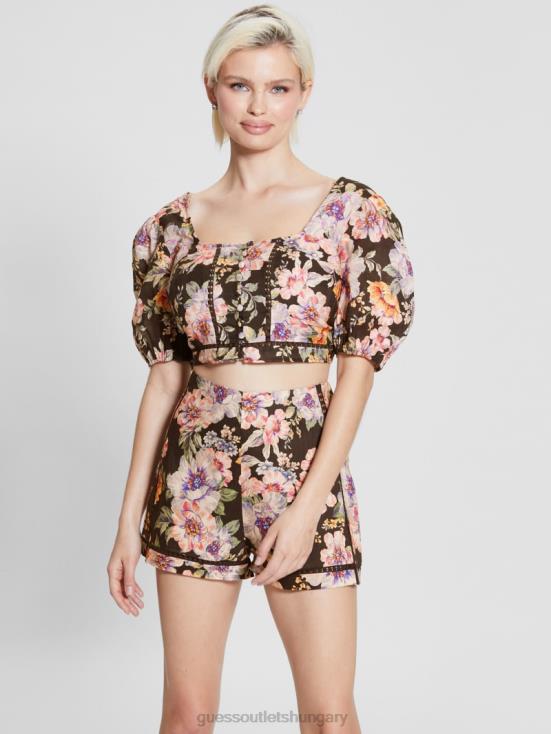 GUESS Ciaobella 8ZX4F1219 Eco Cassandra Puffed Floral Crop Top