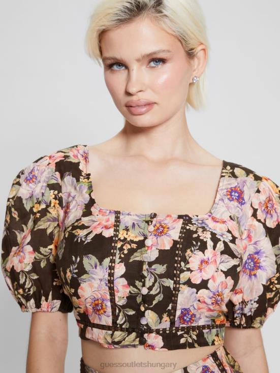 GUESS Ciaobella 8ZX4F1219 Eco Cassandra Puffed Floral Crop Top