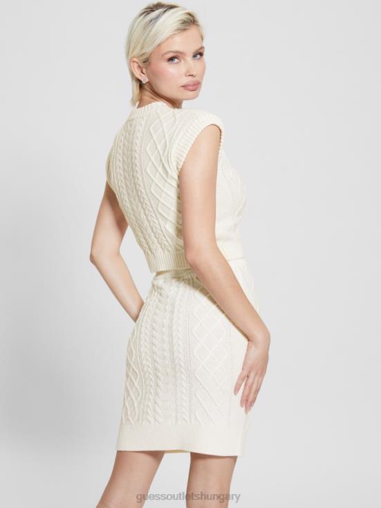 GUESS Cream White 8ZX4F1018 Eco Sabine Jewel Knit Crop Top