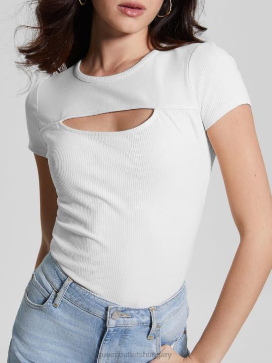 GUESS Cream White 8ZX4F1213 Lana Rib Top