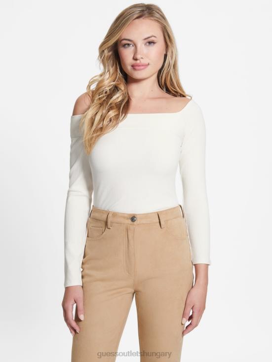 GUESS Cream White 8ZX4F1630 Eco Amelia Off-the-Shoulder Top