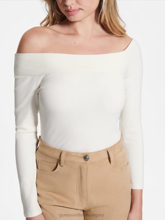GUESS Cream White 8ZX4F1630 Eco Amelia Off-the-Shoulder Top
