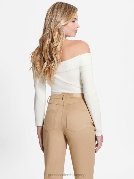GUESS Cream White 8ZX4F1630 Eco Amelia Off-the-Shoulder Top