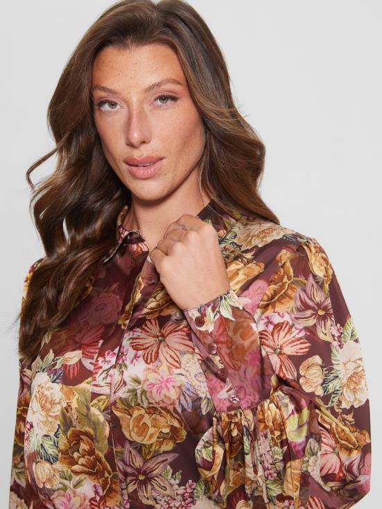 GUESS Digital Tapestry Print Ma 8ZX4F1471 Eco Raven Charm Top