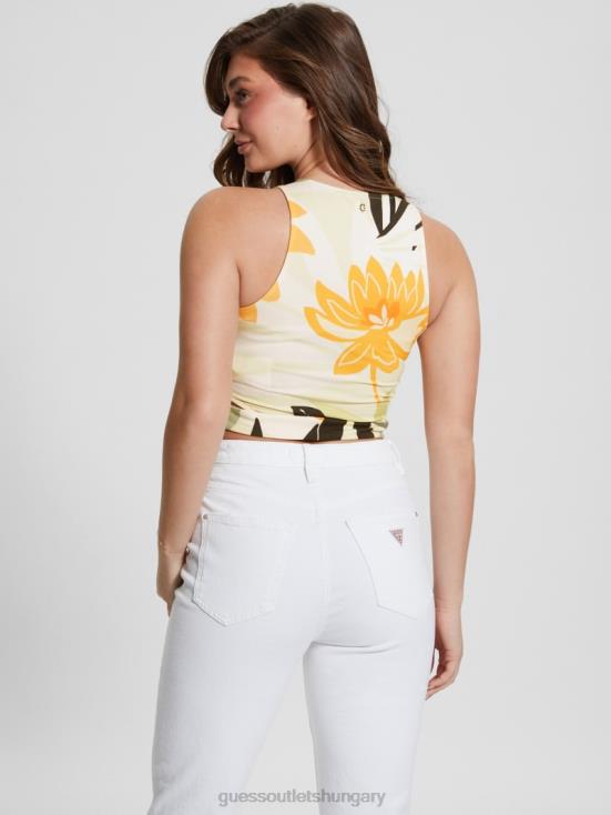GUESS Foliage Form Print 8ZX4F956 Eco Shayna Cutout Crop Top