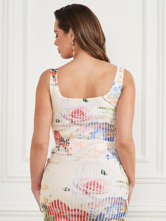 GUESS Glorious Garden Ao 8ZX4F1117 Ginger Ribbed Printed Top