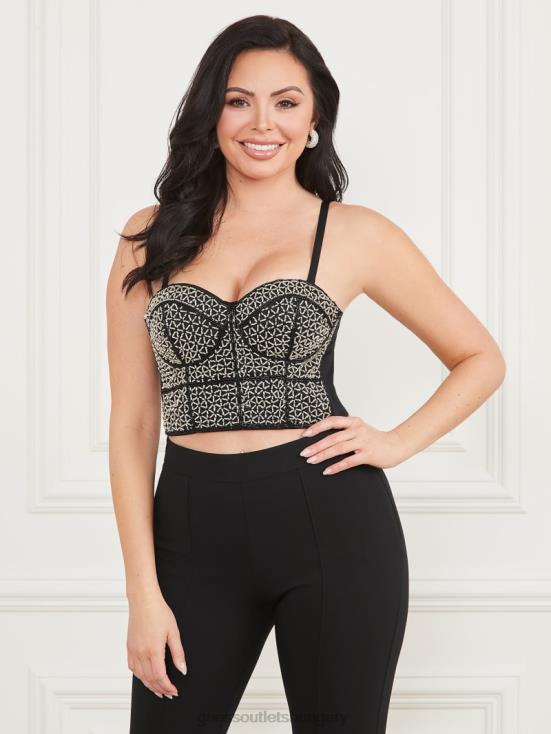 GUESS Jet Black Multi 8ZX4F1015 Zoe Bustier Top