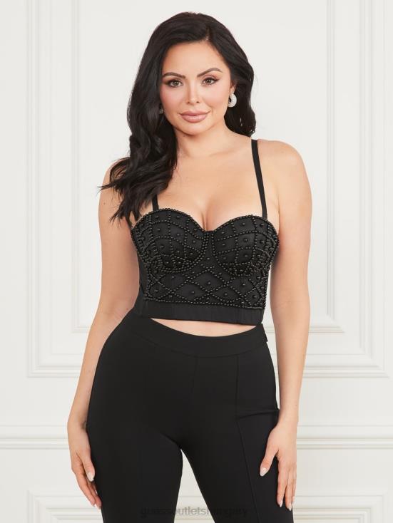 GUESS Jet Black Multi 8ZX4F972 Lea Bustier Top