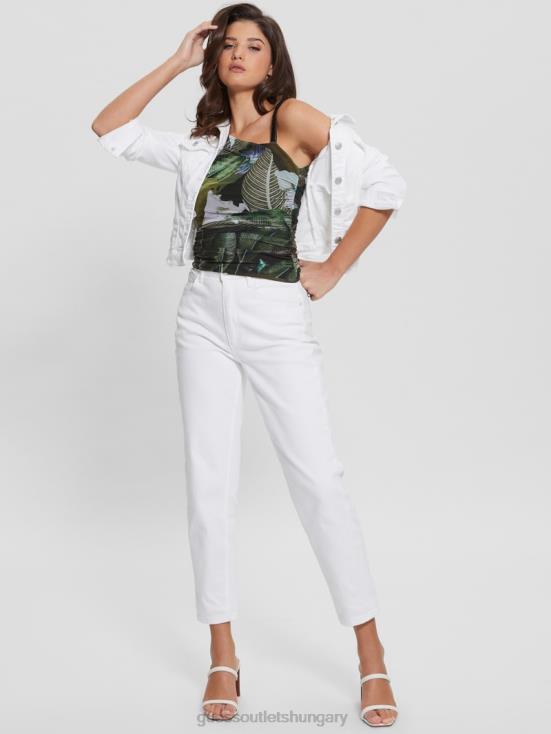 GUESS Moonlit Tropic Garden 8ZX4F1081 Eco Shirred Asymmetrical Dinah Top