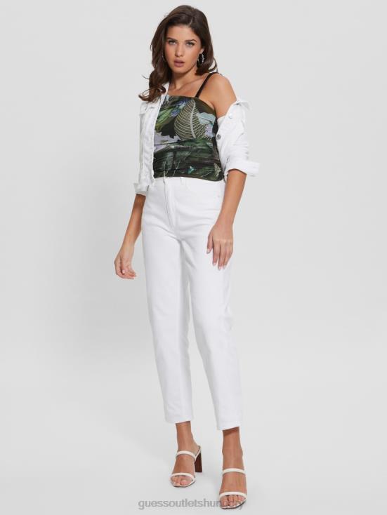 GUESS Moonlit Tropic Garden 8ZX4F1081 Eco Shirred Asymmetrical Dinah Top